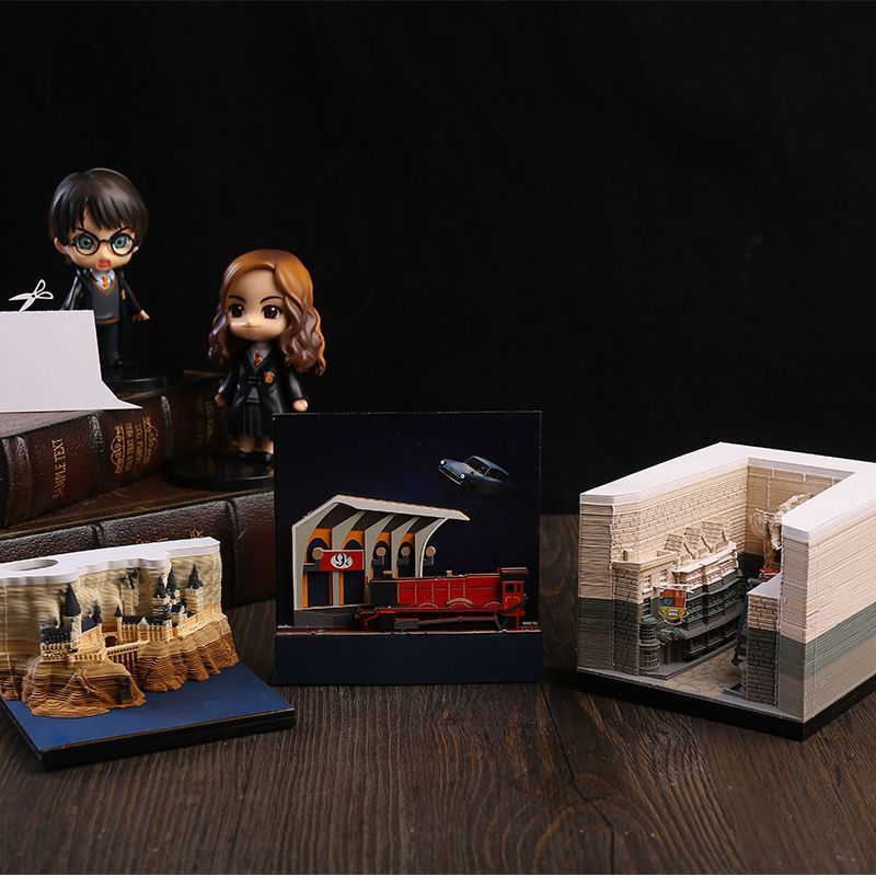 กระดาษโน้ตแกะสลัก รูปปราสาทแฮร์รี่พอตเตอร์ 3d สําหรับตกแต่งบ้าน คาเฟ่