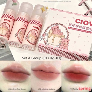 Ciov ลิปสติก ลิปกลอส เนื้อแมตต์ กํามะหยี่ กันน้ํา ติดทนนาน ไม่จางหาย ไม่ติดถ้วย สําหรับผู้หญิง 3 ชิ้น