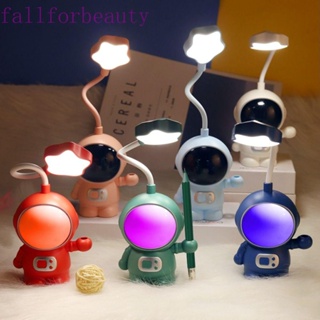 FALLFORBEAUTY โคมไฟตั้งโต๊ะ ลายการ์ตูนนักบินอวกาศ หรี่แสงได้ ถนอมสายตา ชาร์จ USB LED