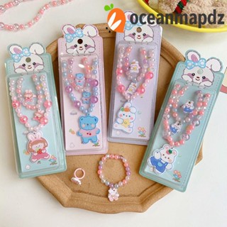 OCEANMAPDZ ชุดเครื่องประดับ แหวนอะคริลิค ลายดอกไม้ สีรุ้ง เหมาะกับของขวัญ สไตล์เกาหลี สําหรับเด็กผู้หญิง