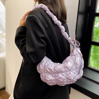 Carlyning Style Cozy Soft M Womens Bag Jennie Cos Cloud Bag กระเป๋าสะพายไหล่ ผ้าฝ้าย แบบนิ่ม ขนาดใหญ่ จุของได้เยอะ ลายก้อนเมฆ แฟชั่นสําหรับสตรี