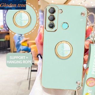 เคสโทรศัพท์มือถือ ลายต้นไม้ Gloden พร้อมขาตั้ง และสายคล้อง สําหรับ Infinix Tecno Pop 5 LTE Tecno BD4 BD4i BD4a Tecno Spark Go 2022 Spark 8C KG5 KG5j KG5k