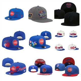 NBA Detroit Pistons หมวกปีกปีกแบนแบบปรับได้หมวกกีฬากลางแจ้ง