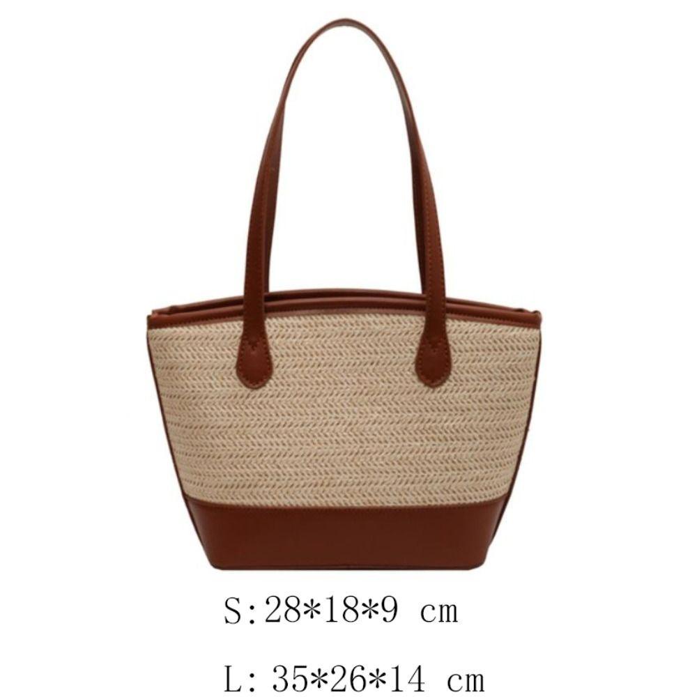 Bubble Straw Beach Bag, กระเป ๋ าสะพายไหล ่ สีตัดกันขนาดใหญ ่ , กระเป ๋ าสะพายข ้ างทอแฮนด ์ เมดกระเป ๋ าเดินทาง