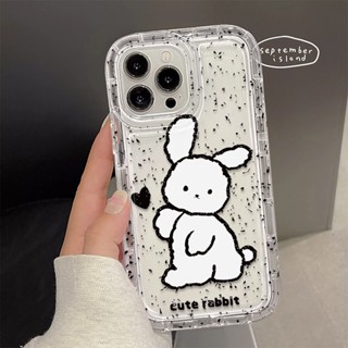 เคสโทรศัพท์มือถือ ซิลิโคนนุ่ม TPU ใส กันกระแทก ลายกระต่ายน่ารัก สําหรับ IPhone 14 13 11 12 Pro XS Max XR X 8 7 6S Plus