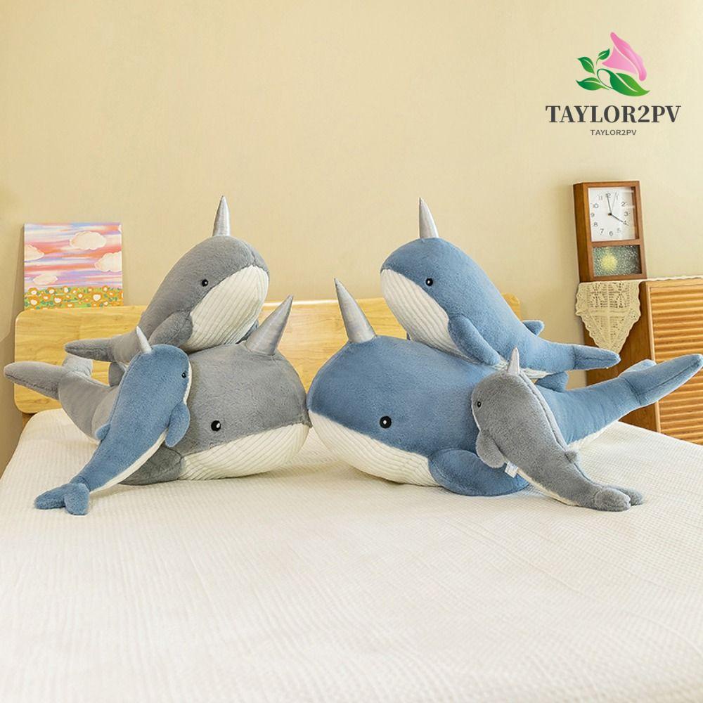 TAYLOR2PV หมอนตุ๊กตาปลาวาฬยักษ์ ปลาวาฬ สีฟ้า ของขวัญคริสต์มาส ของเล่นสําหรับเด็ก