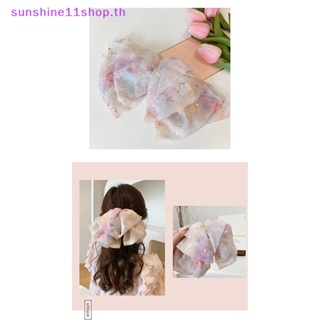 Sunshop กิ๊บติดผมหางม้า ผ้าชีฟอง แบบนิ่ม ลายดอกไม้ ขนาดใหญ่ เครื่องประดับแฟชั่น สําหรับผู้หญิง