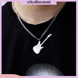 &lt;citydiscount&gt; สร้อยคอผู้ชาย พังก์ เท่ ฮิปฮอป บุคลิกภาพ สเตนเลส เบส กีตาร์ จี้ ไหปลาร้า สร้อยคอ แฟชั่น เครื่องประดับ