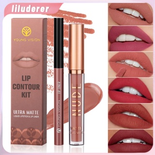 ลิปคัลเลอร์ ลิปไลเนอร์ ลิปกลอสลิปไลเนอร์หมุนได้ Matte Lasting Color Velvet Lip Mist ลิปสติก ปากกาให้ความชุ่มชื้น HO