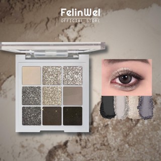 Felinwel - พาเลตต์อายแชโดว์ สีนู้ด ชิมเมอร์ 9 สี เนื้อแมตต์ ดูเป็นกลาง สําหรับมืออาชีพ ทุกวัน