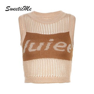 Sweeticme เสื้อกล้าม คอกลม เซ็กซี่ สีตัดกัน แฟชั่นใหม่ สําหรับผู้หญิง 2023