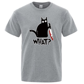 เสื้อยืดแขนสั้น ทรงหลวม พิมพ์ลายการ์ตูนแมว ระบายอากาศ สําหรับผู้ชาย