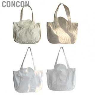 Concon Canvas Shopping Bag  Delicate Stamping Tote Soft Clothes Casual for School Dating Short Trip Commute