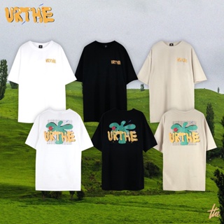  พิมพ์ลาย เสื้อไม่ต้องรีด ใหม่  เสื้อยืด รุ่น URTHE // PALM SQUARE ผ้าคอตตอน