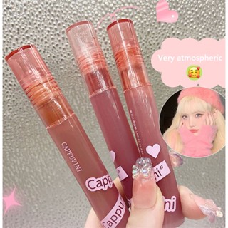 Cappuvini Honey Light Ice ผ่านกระจกเงากระจก ลิปกลอส Water Light Ice ผ่านลิปกลอส Student Affordable White Lipstick nuuo