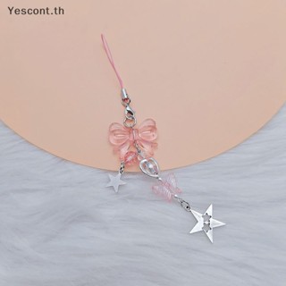 Yescont จี้รูปดาวห้าแฉก ประดับโบว์ สีชมพู เหมาะกับฤดูร้อน สําหรับห้อยโทรศัพท์มือถือ เครื่องประดับ ตกแต่งกระเป๋าผู้หญิง