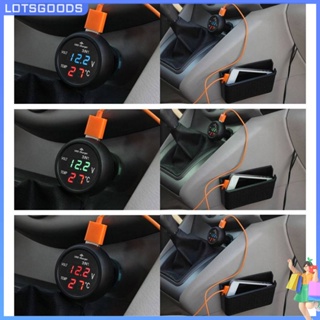 ★ Lotsgoods.th ★【in Stock】 3 in 1 เครื่องวัดอุณหภูมิโวลต์มิเตอร์ดิจิทัล LED 12 24V สําหรับรถยนต์