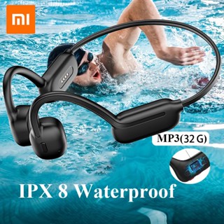 XIAOMI การนํากระดูก หูฟังว่ายน้ํา Bluetooth ชุดหูฟังไร้สาย IPX8 กันน้ํา 32GB เครื่องเล่น MP3 หูฟังไฮไฟพร้อมชุดหูฟังไมค์