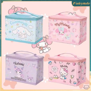 SANRIO กระเป๋าเครื่องสําอาง ขนาดใหญ่ จุของได้เยอะ ลายการ์ตูน Kulomi Hello Kitty Cinnamoroll เหมาะกับการเดินทาง