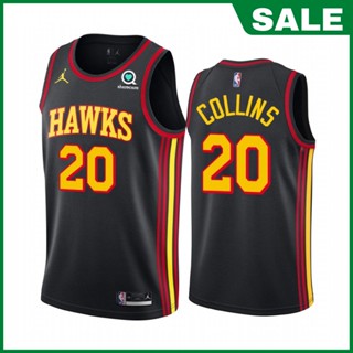 Hawks NBA ฮีทเพรสเซอร์ สําหรับผู้ชาย 2021-22 #20 เสื้อกีฬาแขนสั้น ลายทีม John Collins Declaration Jumpman สีดํา 602367