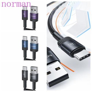 Norman สายชาร์จ USB Type C 3A QC3.0 อะลูมิเนียมอัลลอย QC 3.0 ชาร์จเร็ว 0.5 1 2 ม.