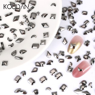 Koudan สติกเกอร์คริสตัลเพชรเทียม พลอยเทียม ใส รูปหัวใจ สีดํา สําหรับตกแต่งเล็บ DIY 100 ชิ้น