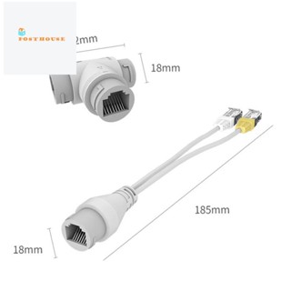 2-in-1 อะแดปเตอร์เชื่อมต่อสายเคเบิลกล้อง POE RJ45 พลาสติก สามทาง 1 ชุด