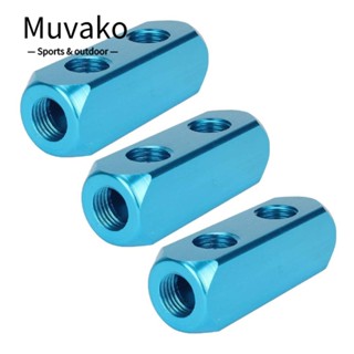 Muvako บล็อกนิวเมติก แยกท่อร่วมไอดี 2 ทาง สีฟ้า อลูมิเนียม 1/4 นิ้ว 5 พอร์ต 4 ชิ้น