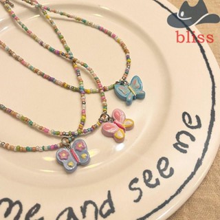 Bliss สร้อยคอโชคเกอร์ ลูกปัดอะคริลิค สีม่วง สไตล์เกาหลี สําหรับผู้หญิง Y2K