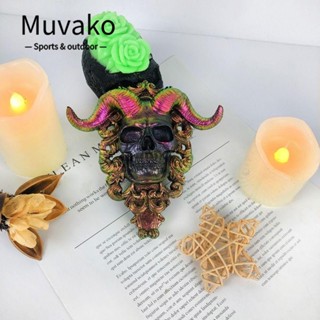 Muvako แม่พิมพ์ซิลิโคนเรซิ่น อีพ็อกซี่ รูปหัวกะโหลกปีศาจ แกะ 3D DIY สําหรับตกแต่งผนัง