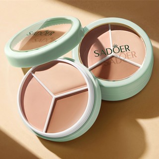 【COD】Sadoer Moisturizing Concealer Palette With Brush 3 Colours Full Coverage Acne Spot Dark Circles Contour Concealer Cream Makeup Cosmetics