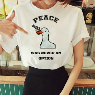 เสื้อยืด พิมพ์ลายกราฟฟิคการ์ตูน Peace Was Never An Option สําหรับผู้หญิง