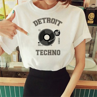 เสื้อยืด พิมพ์ลายการ์ตูน Techno สไตล์สตรีท สําหรับผู้หญิง