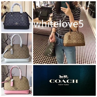 MINI SIERRA SATCHEL IN SIGNATURE F58295 กระเป๋าเปลือก กระเป๋าสะพายข้าง COAC H กระเป๋าถือ ผู้หญิง