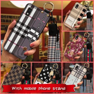 Plaid texture TPU Phone Case For Sharp Aquos wish3/737 Shockproof Wristband Wrist Strap classic Anti-dust cartoon Durable