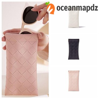 Oceanmapdz เคสแว่นกันแดด ปิดอัตโนมัติ หนัง PU กันน้ํา แบบพกพา สีพื้น ทอ ความจุขนาดใหญ่ หญิง / ชาย