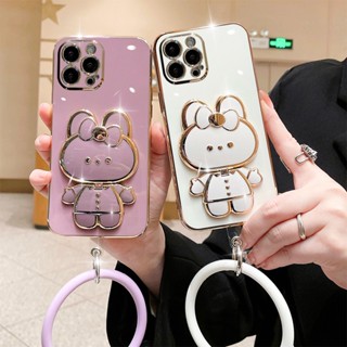 เคส iphone 8 plus iphone 7 plus 6s 6 plus se2 se3 เคส ชุบไฟฟ้า กระจกเครื่องสําอาง ขาตั้ง เคสนิ่ม พร้อมสายคล้อง