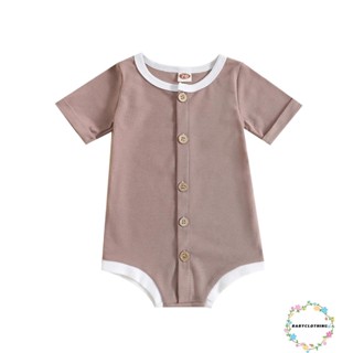 Babyclothes- ชุดจั๊มสูทรอมเปอร์ แขนสั้น คอกลม แต่งกระดุม สไตล์สตรีท ฤดูร้อน ลําลอง สําหรับเด็กผู้ชาย ผู้หญิง ปาร์ตี้