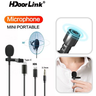 Hdoorlink ไมโครโฟน ขนาดเล็ก สําหรับ Ios Type C 3.5 มม. Microfone สําหรับ Samsung Huawei Lavalier Clip-on Recording Microfono