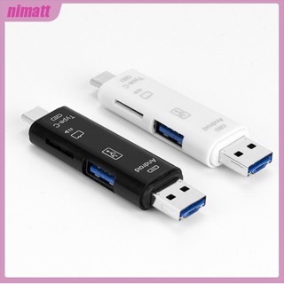 Ni 5 in 1 อะแดปเตอร์การ์ดรีดเดอร์ USB 2.0 Type C USB Micro USB SD TF OTG