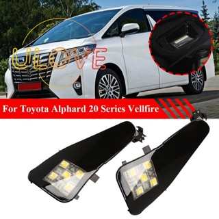 โคมไฟ LED ติดกระจกมองข้างรถยนต์ สีขาว สําหรับ Toyota Alphard 20 Series Vellfire II 2 ชิ้น