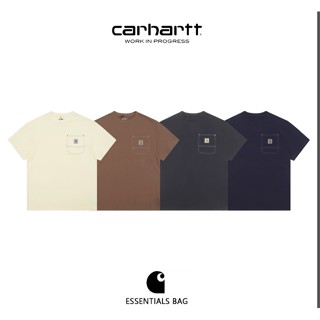 CARHARTT เสื้อยืดแขนสั้นลําลอง คอกลม ทรงหลวม แต่งกระเป๋า สไตล์มินิมอล สําหรับผู้ชาย และผู้หญิง