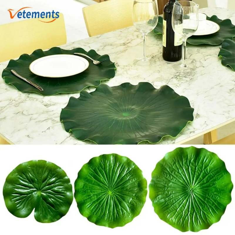 1 ชิ้น ปลอม ใบบัว อาหาร เครื่องดื่ม แผ่นรองจาน / ประดิษฐ์ ใบบัว สีเขียว กันลื่น โต๊ะอาหาร / อุปกรณ์ตกแต่งบ้าน ปาร์ตี้