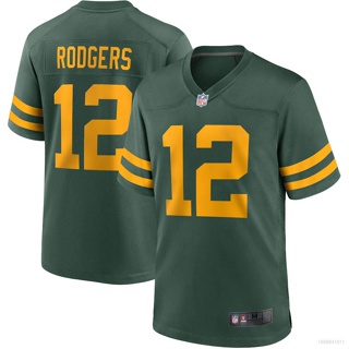 เสื้อยืดกีฬาแขนสั้น ลายทีมชาติฟุตบอล Aaron Rodgers HQ1 NFL ชุดเหย้า สีเขียว พลัสไซซ์ QH1