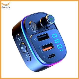 Breeze อะแดปเตอร์ส่งสัญญาณวิทยุ FM ไร้สาย บลูทูธ 5.0 พร้อมแฮนด์ฟรี สําหรับรถยนต์