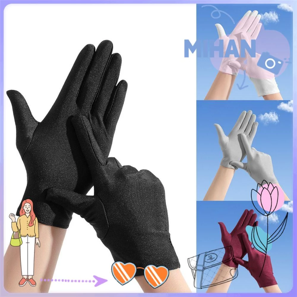 Mh ถุงมือพิธี ผ้าไหมนม กันลื่น ถุงมือขับรถ ประสิทธิภาพ ยืดหยุ่น ระบายอากาศ กันแดด ในครัวเรือน ถุงมือผู้หญิง