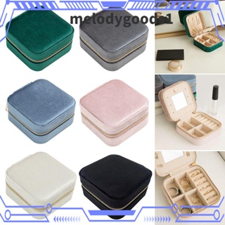 MELODYGOODS1 กล่องผ้าสักหลาด พร้อมกระจก สําหรับใส่เครื่องประดับ ต่างหู แหวน