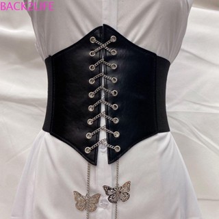 Back2life ชุดคอร์เซ็ท หนัง PU เอวสูง สไตล์เกาหลี สําหรับผู้หญิง