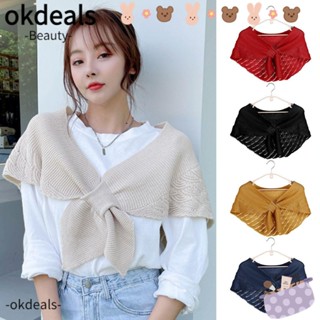 OKDEALS เสื้อคลุมไหล่ลําลอง ผ้าถัก แบบนิ่ม ถอดออกได้ แฟชั่นฤดูใบไม้ร่วง และฤดูหนาว สําหรับผู้หญิง