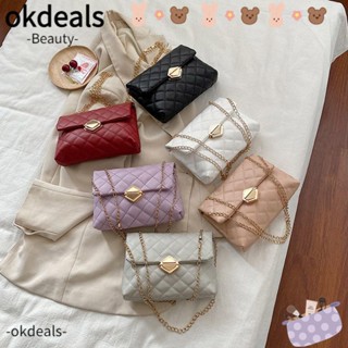 Okdeals กระเป๋าสะพายไหล่ สีพื้น แฟชั่นสําหรับสตรี